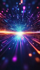 Obraz premium Abstract Futuristic Speed Lines With Glowing Neon Bokeh Effect And Orange, Blue Colors