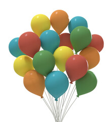 Colorful balloons for decorate in party festive on transparent background