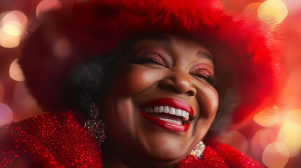  joyful portrait of an elderly African American woman,