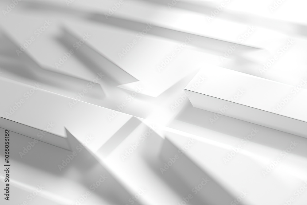 Poster abstract white background with layered geometric patterns and soft shadows.
