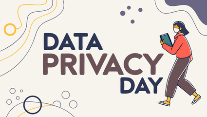 Data privacy day banner with modern illustration design for awareness campaigns