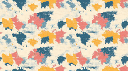 Obraz premium Colorful seamless pattern featuring a world map perfect for travel themed designs and textiles