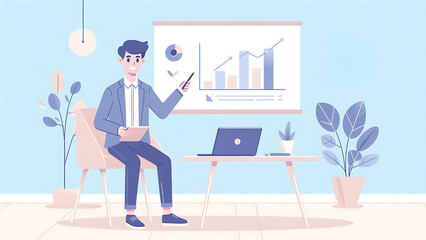 Fototapeta premium Business Presentation with Growth Charts, business vector illustration graphic resources