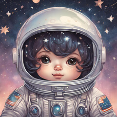 Extremely detailed portrait of a cute chibi-style astronaut