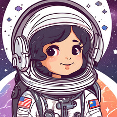 Extremely detailed portrait of a cute chibi-style astronaut