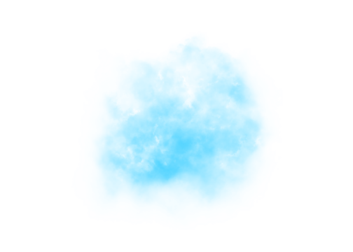 Realistic blue cloud fog or smoke on transparent background