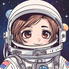 Extremely detailed portrait of a cute chibi-style astronaut