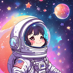 Extremely detailed portrait of a cute chibi-style astronaut