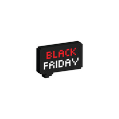 isometric black friday 8 bit text sale banner, advertising Pixel art 8-bit
