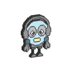 Naklejka premium isometric robot 8 bit icon scientist Pixel art 8-bit for game