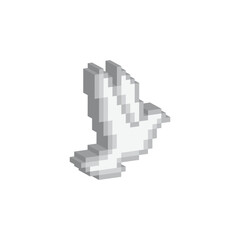 isometric dove 8 bit icon peace sign dove bring leaf Pixel art 8-bit for game