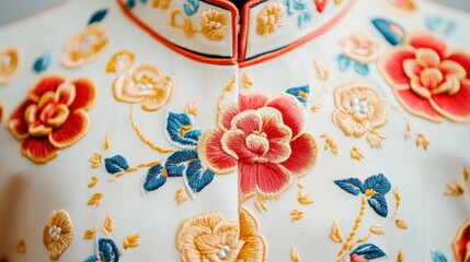 Traditional Thai Dress with Beautiful Embroidery Details