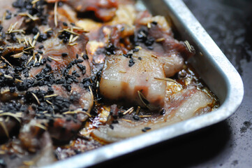 sliced pork , baked pork or Marinated pork