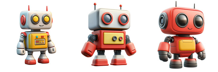 A cute robot icon tech element 3D ing isolated on white and transparent background