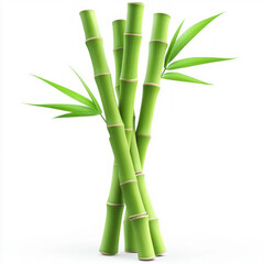 Obraz premium Fresh Green Bamboo Stalks with Leaves