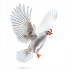 Obraz premium Graceful White Chicken in Mid-Flight