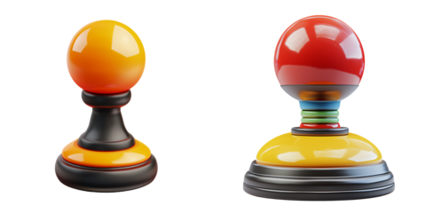 A playful joystick icon gaming tech 3D isolated on white and transparent background