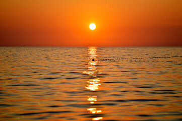 sunset by the Adriatic Sea in Poreč, Croatia