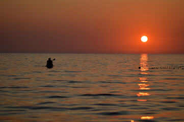 sunset by the Adriatic Sea in Poreč, Croatia