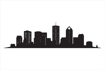 Obraz premium Boston Skyline Silhouette Print, Minimalist Boston Cityscape Silhouette Art vector