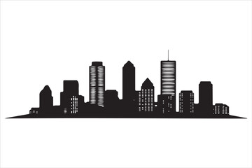 Fototapeta premium Boston Skyline Silhouette Print, Minimalist Boston Cityscape Silhouette Art vector