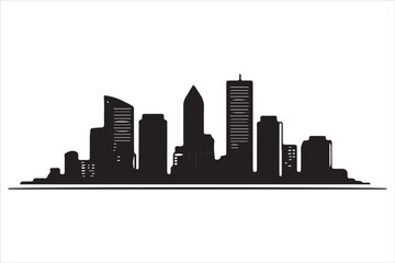 Naklejka premium Boston Skyline Silhouette Print, Minimalist Boston Cityscape Silhouette Art vector