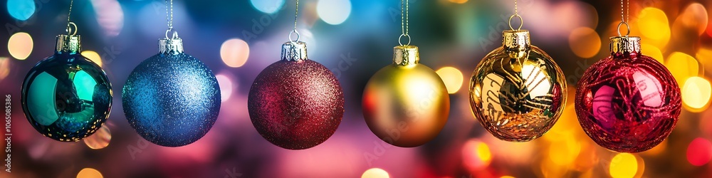 Poster Glittering Christmas Baubles with Soft Bokeh Background for Festive Design : Generative AI