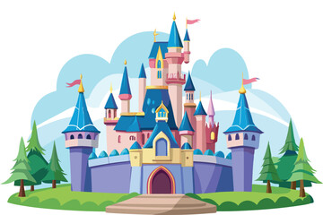Fototapeta premium fairy tale castle on white background
