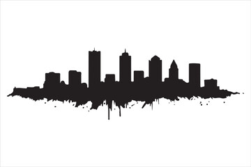 Obraz premium Boston Skyline Silhouette Print, Minimalist Boston Cityscape Silhouette Art vector