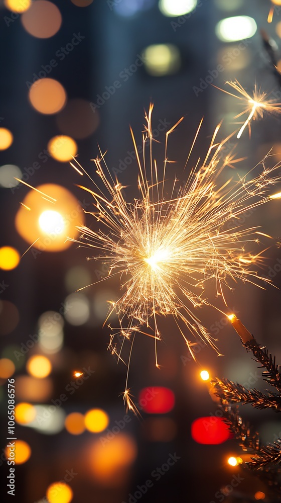 Aufkleber vibrant sparkler with bokeh background for festive celebration atmosphere : generative ai