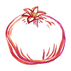 Beautiful handcrafted illustration of a colorful linear pomegranate, showcasing intricate details and vibrant hues, perfect for food-related designs and seasonal decor.