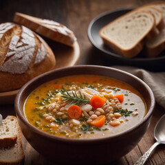 Suppe mit Brot