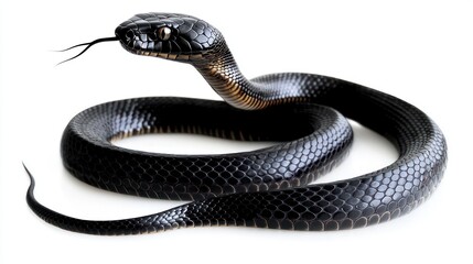 Naklejka premium Elongated snake silhouette isolated on a white background