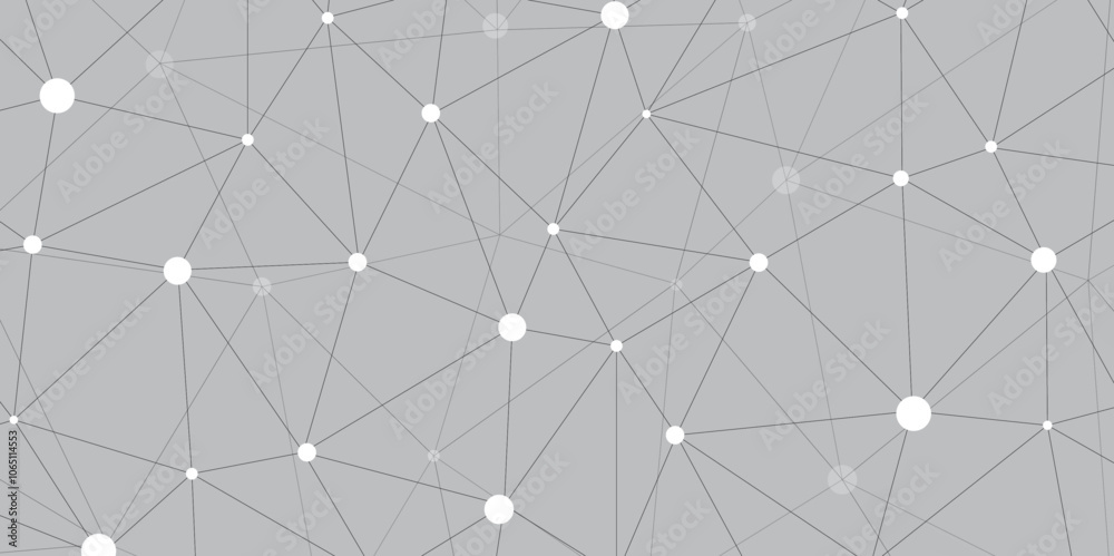 Poster Abstract geometric background with connecting dots and lines with low poly triangle shapes. Polygonal Mesh Background Vector design digital technology concept Global network connection data structure.