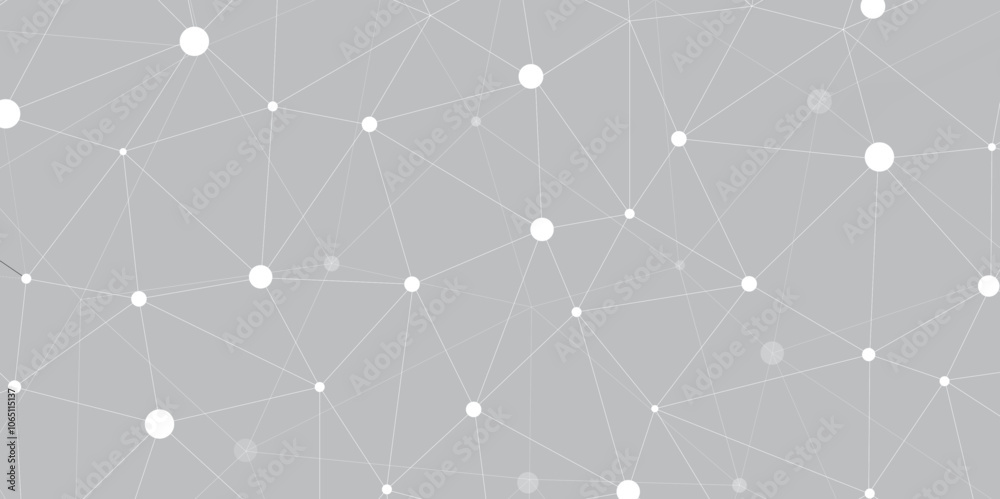 Poster Abstract geometric background with connecting dots and lines with low poly triangle shapes. Polygonal Mesh Background Vector design digital technology concept Global network connection data structure.
