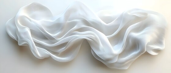 Obraz premium A delicate, flowing white fabric drapes elegantly, showcasing soft waves and gentle folds, creating a serene and ethereal atmosphere that invites tranquility.