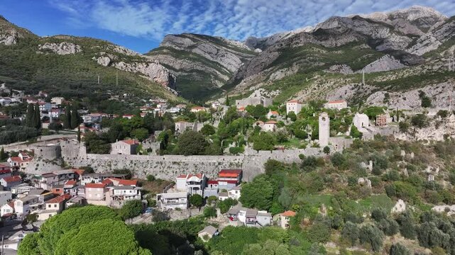 Aerial view of Stari Bar Fortress, Stari Bar, Montenegro