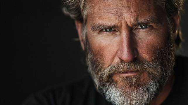 Mature man with beard rugged and handsome