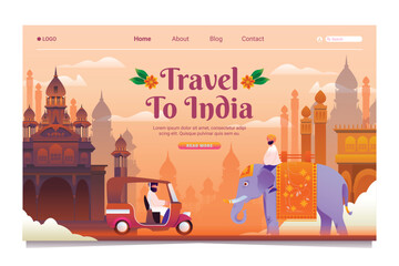 Fototapeta premium Travel to India landing page in gradient style