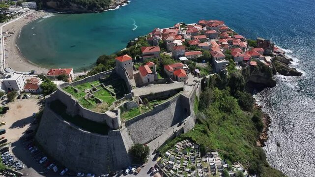 Aerial view of Ulcinj Fortress, Ulcinj, Montenegro