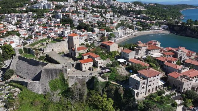 Aerial view of Ulcinj Fortress, Ulcinj, Montenegro