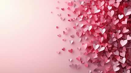 Fototapeta premium Paper cutout hearts in shades of pink and soft red concept of love on Valentines Day