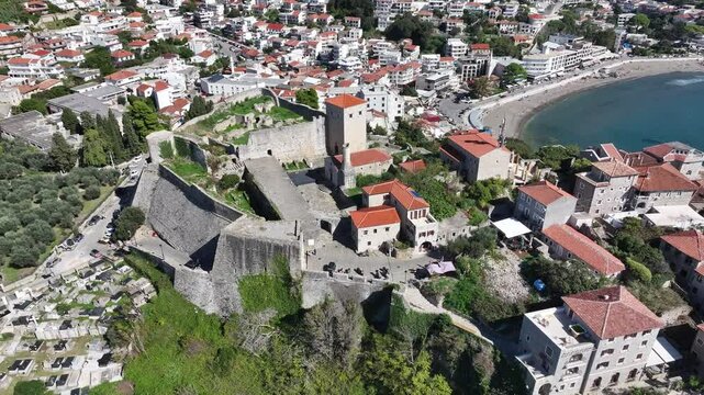 Aerial view of Ulcinj Fortress, Ulcinj, Montenegro