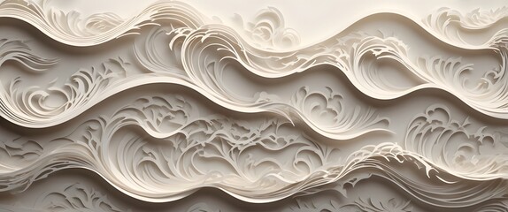 Intricate Layered Paper Art of Abstract Ocean Waves
