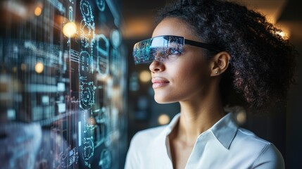 Professional Woman in Tech with Smart Glasses