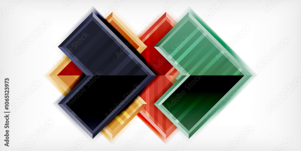 Aufkleber Arrow symbols created with 3d effects and line texture geometric abstract background