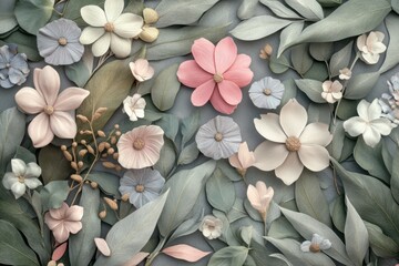 3D Pastel Floral Pattern
