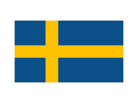 Sweden national flag isolated on white. Official colors and image of the cross, simple flat design. Vector clipart element or icon for Swedish events and news illustration, travel or politics banner.
