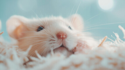 Cute little baby hamsters in cage