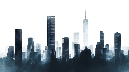 Obraz premium Monochrome Foggy Skyline